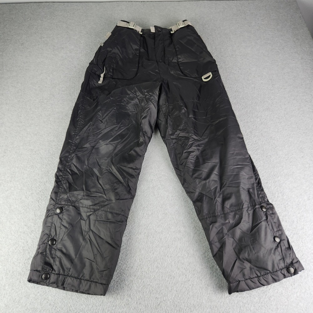 Athletech Snow Pants Kids 10/12 Black Insulated Ski Adjustable Waist Ankle Snap
